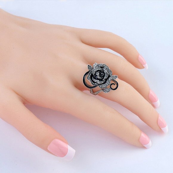 Flower 925 Silver Wedding Ring New - Picture 2 of 4